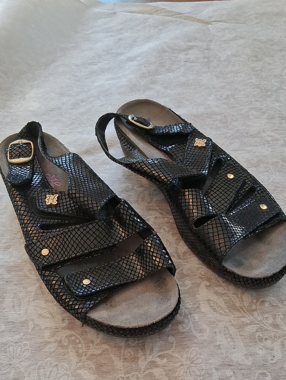 Helle comfort Women’s sandals Black leather from Spain size Size 39
